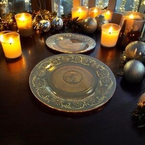 Depression Glass Clear "Daisy" Indiana Glass 11.25” Platters set of two vintage